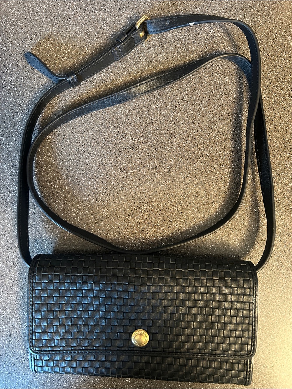 Cole Haan Woven Black Crossbody Wallet. Detachable strap. Like New